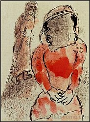 Marc Chagall: Tamar, die Schwiegertochter des Juda, 1960, Original-Lithographie Bilder zur Bibel | Druckgrafik