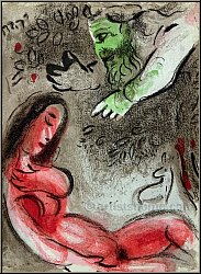 Marc Chagall: 'Eva wird von Gott verdammt' Original-Lithographie fr Bilder zur Bibel, 1960 - Werke, Originale