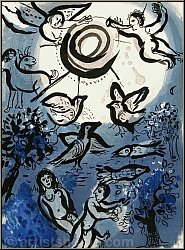 Marc Chagall: Schpfung, Original Lithographie Bilder zur Bibel, 1960, Schpfungsgeschichte mit Adam und Eva