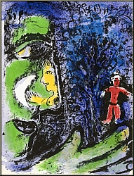 Marc Chagall: Profil mit Kind, Le Profil et l'enfant rouge, Original-Lithografie 1960 - Lithographien | Werke