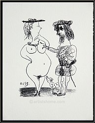 Pablo Picasso: Le seigneur et la dame, 1972, Original-Lithographie fr 'Souvenirs et portraits d'artistes'