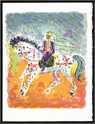 Kostia Terechkovitch: Reiter mit Pferd, 1972, Original-Lithographie 'Cavalier tunisien' - Pferdesport | Araber