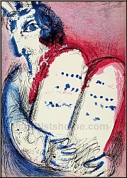 Marc Chagall: Moses 10 Gebote, 1956, Original-Lithographie fr Bilder zur Bibel, Gesetzestafeln | Werke