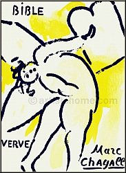 Marc Chagall: Die Bibel 1956, Titelseite, Original-Lithographie (Steindruck) fr Verve - Bilder | Engel