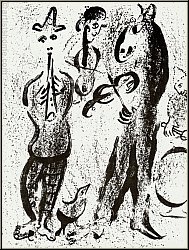 Marc Chagall Die Gaukler 1963, Lithographie mit Geige und Klarinette