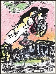 Marc Chagall: 'Die Verliebten im Himmel' (Le Ciel des Amoureux) 1963 - Original-Lithographien | Werke | Drucke