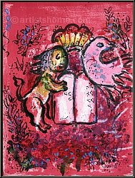 Marc Chagall: Jerusalem Glasmalereien, Lwe Judas mit den Gesetzestafeln, Original-Lithographie 1962 | Werke