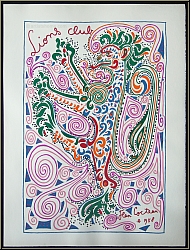 Jean Cocteau: Lions Club 1958, Original-Lithographie, Arches Btten, Mourlot - Bilder Original-Knstlerplakate