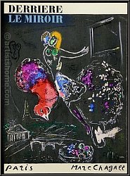 Marc Chagall: Nacht in Paris 'La nuit  Paris' 1954, Original-Lithographie fr Derriere le miroir 66-67-68