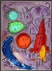 Marc Chagall: Saint-Germain-des-Prs, Paris 1954, Original-Llithographie - Derriere le miroir | Kunst | Werke