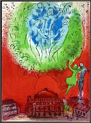 Marc Chagall: Die Oper, L'Opra de Paris 1954, Original-Lithographie fr Derriere le miroir | Werke, Originale