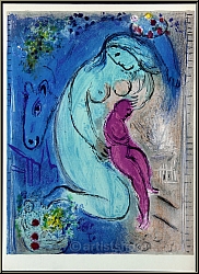 Marc Chagall: Blumen-Kai 'Quai aux Fleurs', Paris 1954, Original-Lithographie - Derriere le miroir | Werke