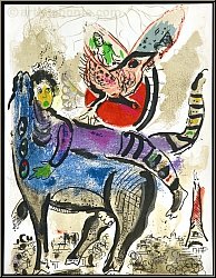 Marc Chagall: 'La vache bleue' Die blaue Kuh von 1967, Zirkus, Paris - Lithographien Mourlot | Originaldrucke