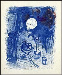 Marc Chagall: 'Stillleben in Blau' (Nature morte bleue) mit Frchten, Original-Lithographie 1957 | Werke