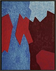 Serge Poliakoff: Lithographie in Rot und Blau (Composition rouge et bleue) 1968 - Werke | Drucke | Bilder