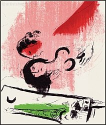 Marc Chagall: Eiffelturm mit Liebespaar, La Tour Eiffel verte, 1957 Original-Lithographie | Lithographien