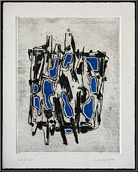 Pietro Consagra: Radierung, Abstrakte Komposition in Schwarz und Blau, 1962, signiert | Werke, Drucke, Grafik