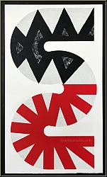 Kumi Sugai: 'S' Rouge et noir, 1992, Original-Lithographie, Rot und Schwarz auf grauem Buchstaben 'S' - Bilder