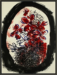 Georges Braque: Original-Lithographie Bouquet de fleurs, dunkelrote Blumen, 1963 Frontispiz - Bilder | Werke