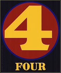 Robert Indiana: 'Numbers' 1968 - FOUR, Zahl Vier - Gelb Rot Schwarz