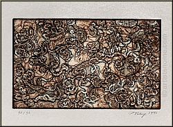 Mark Tobey: Radierung Aquatinta 'Thanksgiving Leaf' Erntedankfest, 1971, signiert - Bilder Werke, Originale