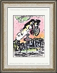 Marc Chagall: 'Die Verliebten im Himmel' (Le Ciel des Amoureux) 1963 - Liebespaar mit Vogel ber Paris