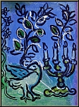 Marc Chagall: Der Kerzenleuchter, 1962, Lithographie Jerusalem Fenster