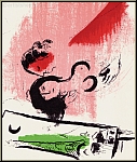 Marc Chagall: Eiffelturm mit Liebespaar, 1957, Original-Lithographie