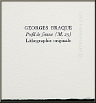 Georges Braque: Original-Lithographie 'Profil de femme' 1955 auf Arches Btten, Text auf der Rckseite | Werke