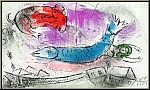 Marc Chagall: Ein blauer Fisch, 1957, Lithographie, Frhling in Paris