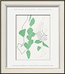 Andr Beaudin: Original-Lithographie 'Feuilles vades' 1972 Stillleben mit hellgrnen Blttern u. Spinnennetz