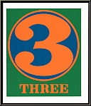 Robert Indiana: 'Numbers' 1968 - Three, Zahl Drei, 3 orange-blau - Bilder | Werke | Siebdrucke | Originale